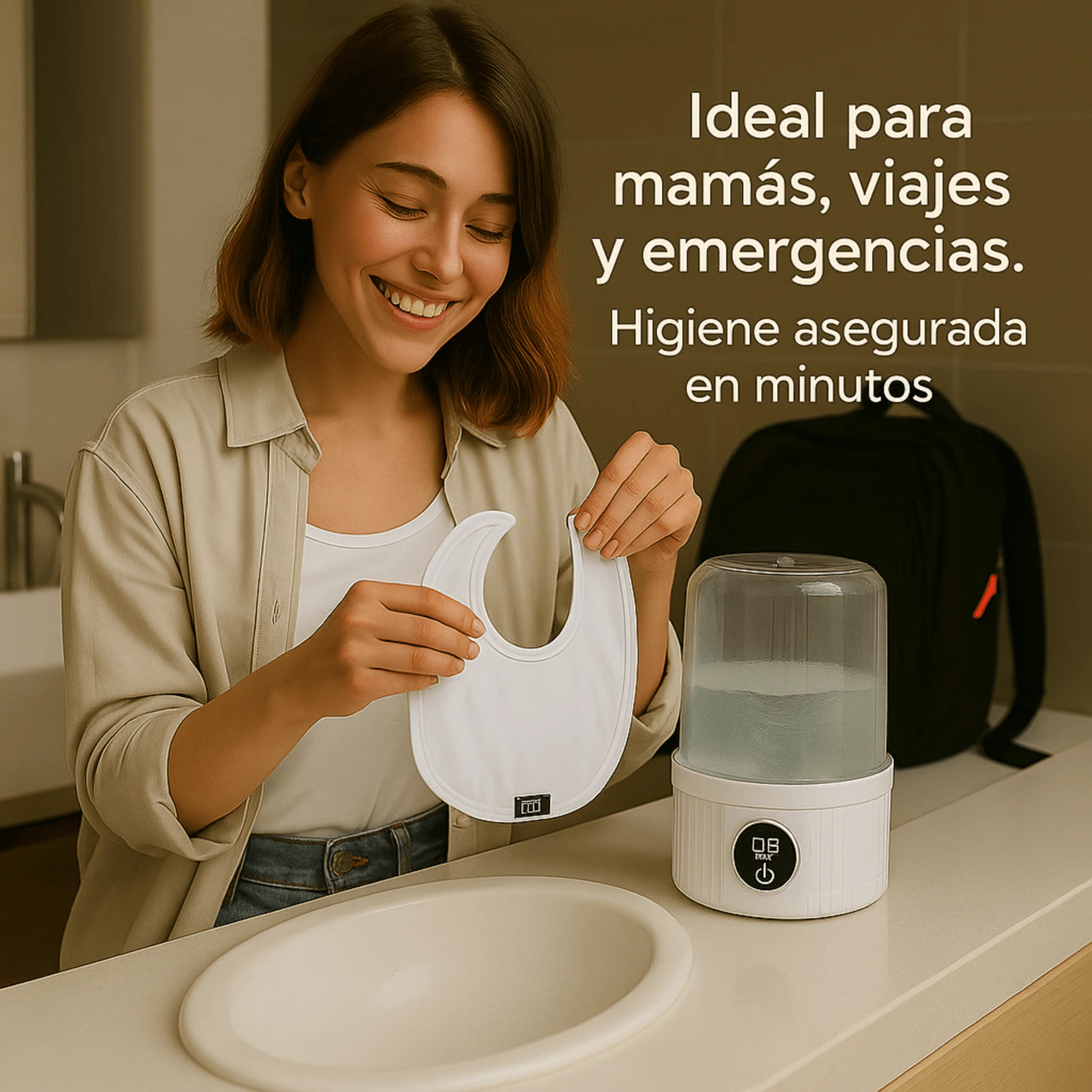 Lavadora portátil ideal para mamás, viajes y emergencias con higiene asegurada