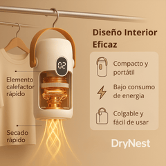 Vista del interior del secador DryNest con sistema calefactor eficiente y diseño compacto.