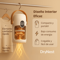 Vista del interior del secador DryNest con sistema calefactor eficiente y diseño compacto.